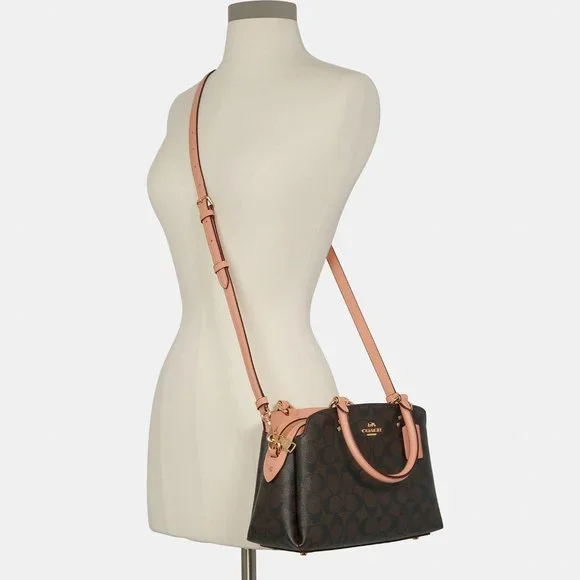 NEW Coach Katy Satchel in Signature Canvas & Shell Pink - Picture 3 of 9